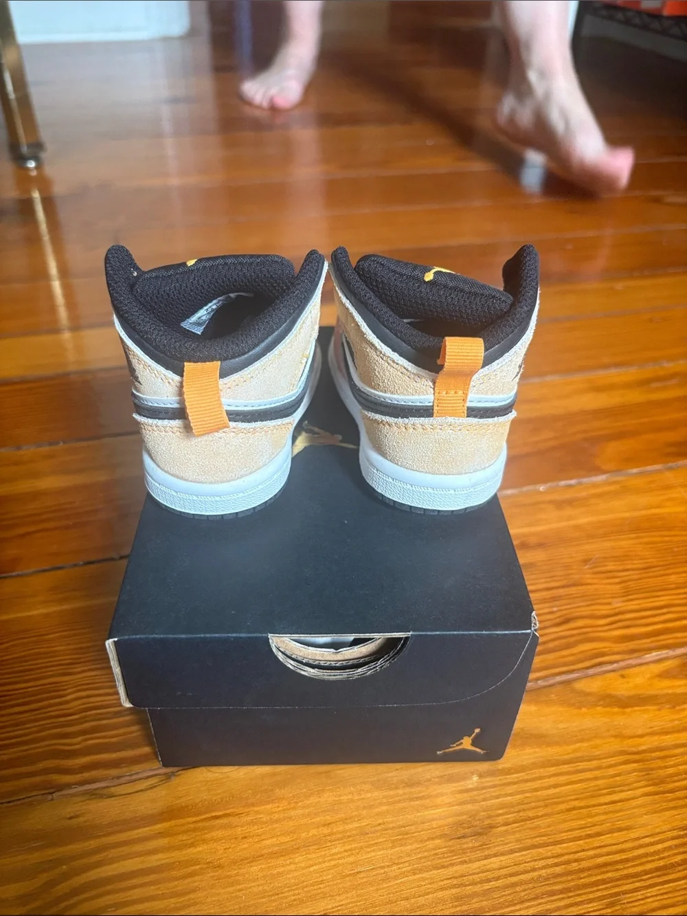 Jordan Kids' Mid Top Sneakers - Pink, Black & White with Gold Jumpman